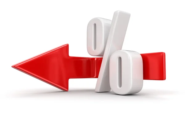 Percent Symbol with arrow back. Image with clipping path — Stock Photo, Image
