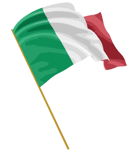 3D італійський прапор з поверхнева текстура тканини — стоковий вектор