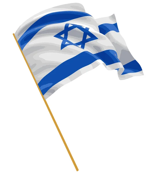 3D israelisk flagga med tyg ytstruktur — Stock vektor