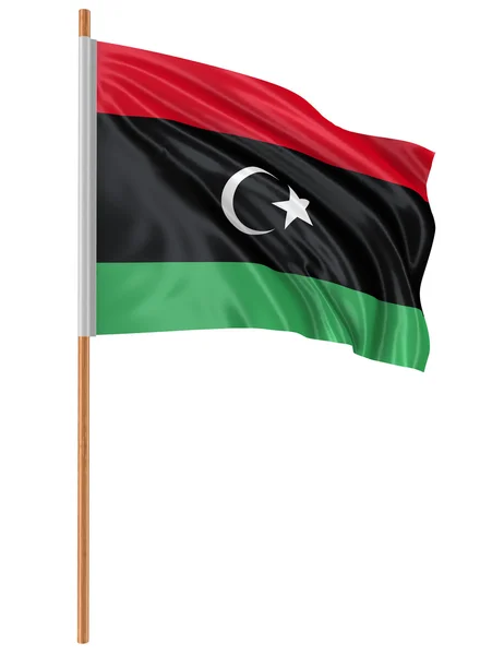 Bandera 3D de Libya con textura de superficie de tela. Fondo blanco . —  Fotos de Stock