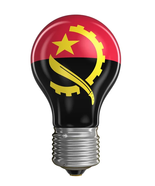 Glühbirne mit Angola-Flagge. Bild mit Ausschnittspfad — Stockfoto