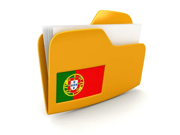 Folder e listas com Bandeira Portuguesa. Imagem com caminho de recorte — Fotografia de Stock