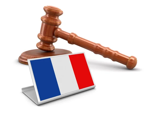 3d wooden mallet and French flag. Image with clipping path — Stock Photo, Image