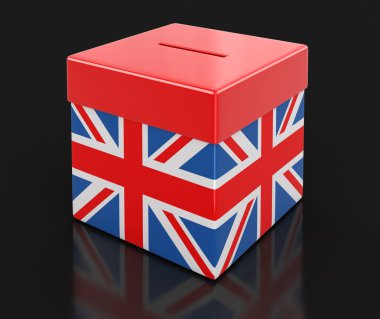 İngiliz bayrağı ile oy sandığı. Görüntü kırpma yolu ile