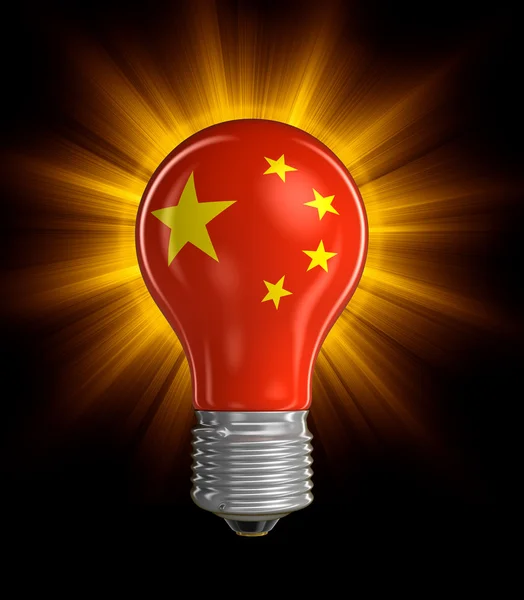 Light bulb with Chinese flag.  Image with clipping path — Stock Photo, Image