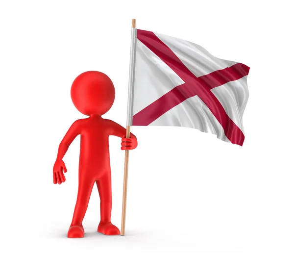 Man and flag of the US state of Alabama. Imagen con ruta de recorte —  Fotos de Stock