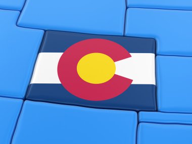 Colorado Devlet bayrağı ile Haritası. Görüntü kırpma yolu ile.