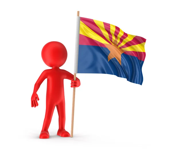 Homme et drapeau de l'État américain de l'Arizona. Image avec chemin de coupure — Photo