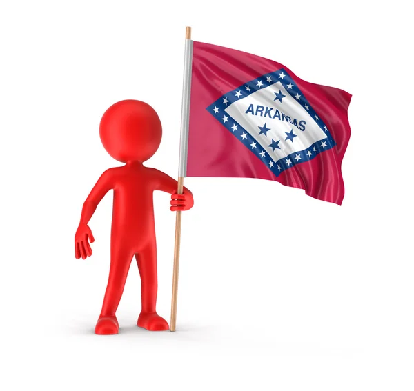 Man and flag of the US state of Arkansas. Image with clipping path — Stock Photo, Image