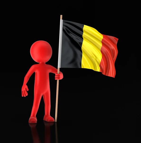Człowiek i banderą belgijską. Obraz ze ścieżką przycinającą — Zdjęcie stockowe