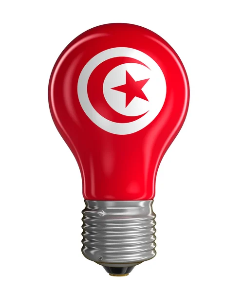 Light bulb with Tunisian flag.  Image with clipping path — Stock Photo, Image