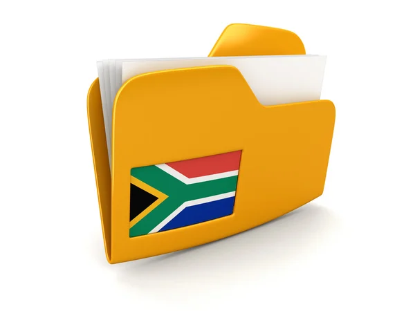 โฟลเดอร์และรายชื่อที่มีธงสาธารณรัฐแอฟริกาใต้ รูปภาพที่มีเส้นทางการตัด — ภาพถ่ายสต็อก