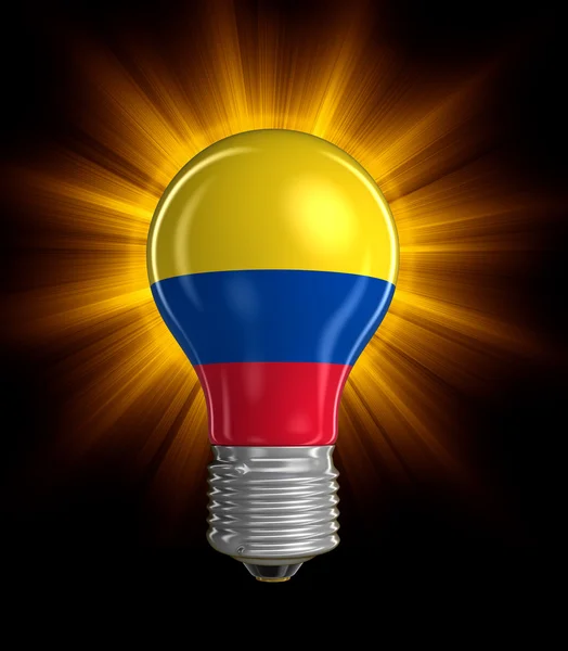 灯泡与哥伦比亚国旗。图像的剪切路径 — 图库照片