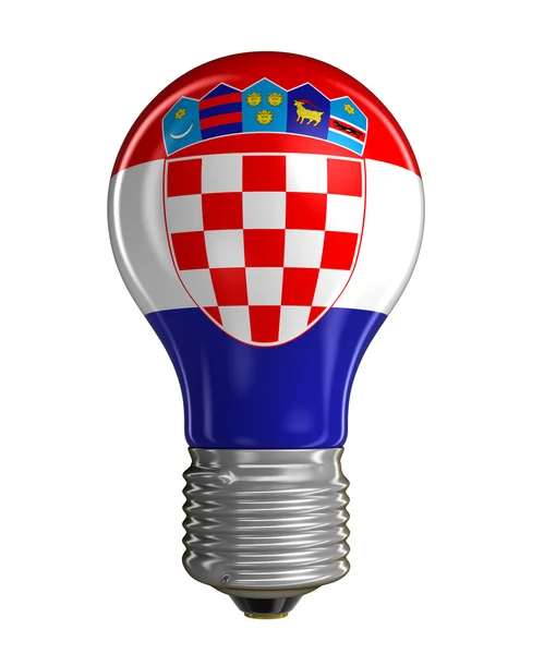 Glödlampa med kroatisk flagg. Bild med urklippsbana — Stockfoto