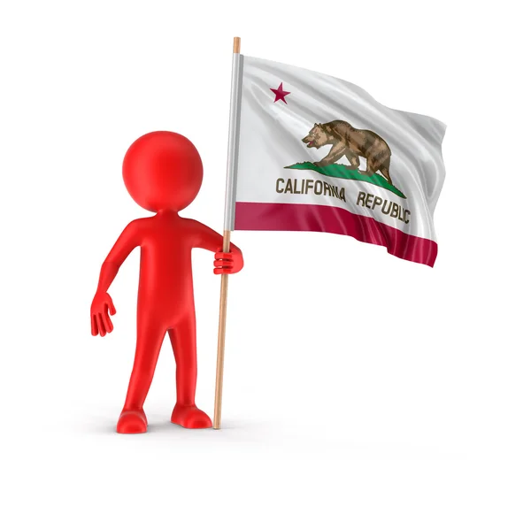 Man and flag of the US state of California. Image with clipping path — Stock Photo, Image