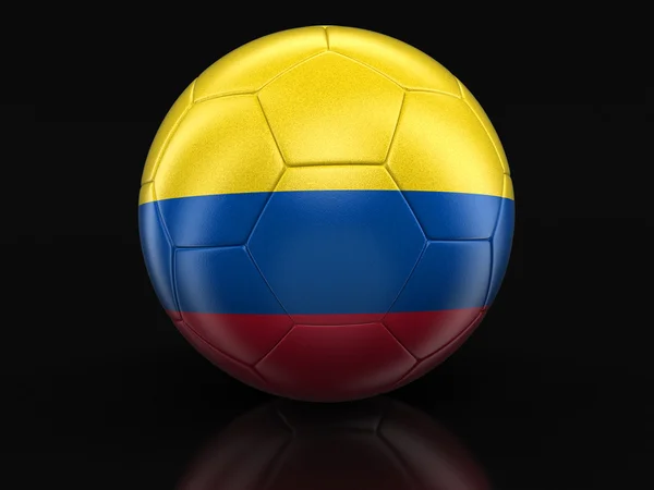 Fußball mit kolumbianischer Flagge. Bild mit Ausschnittspfad — Stockfoto