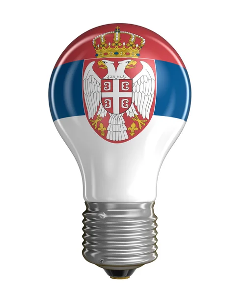 Ampoule avec drapeau serbe. Image avec chemin de coupure — Photo