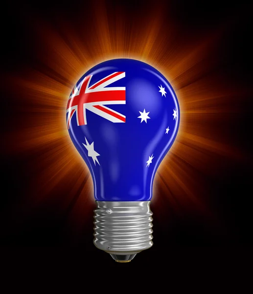 灯泡与澳大利亚国旗。图像的剪切路径 — 图库照片