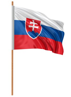 3D Slovak bayrak kumaş yüzey dokusu ile. Beyaz arka plan.
