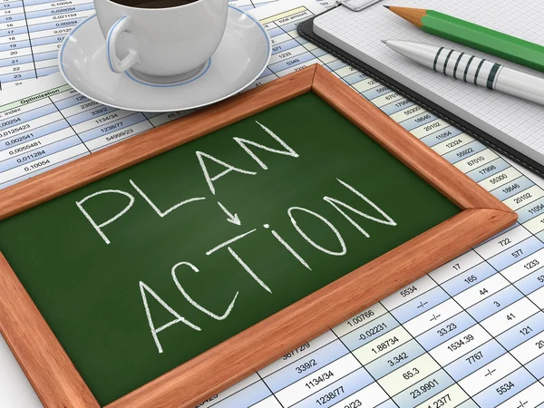 A terv és a cselekvés tábla — Stock Fotó