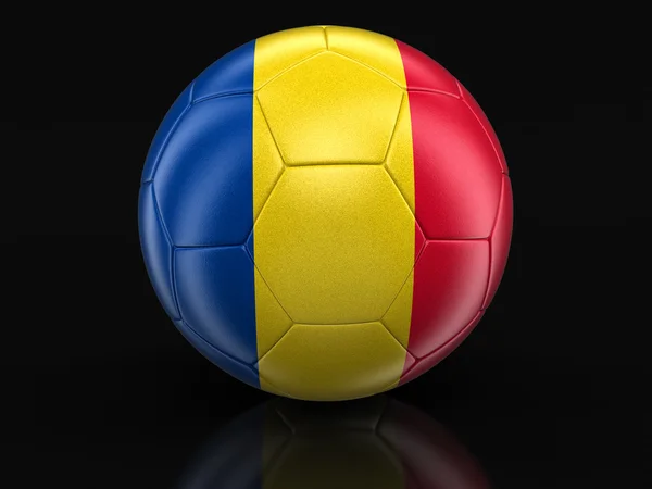 Fußball mit rumänischer Flagge. Bild mit Ausschnittspfad — Stockfoto