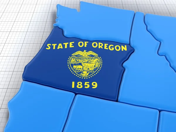 Map of Oregon state with flag. Image with clipping path. — Stock Photo, Image