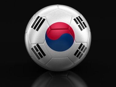 Güney Kore bayrağı ile futbol futbol. Görüntü kırpma yolu ile