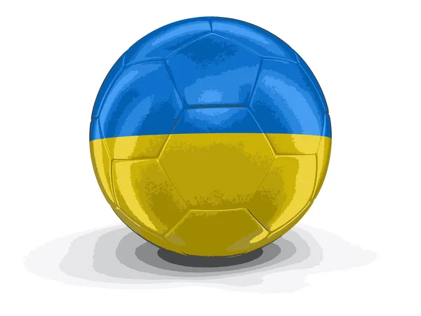 Soccer football with Ukrainian flag. Image with clipping path — Stock Vector