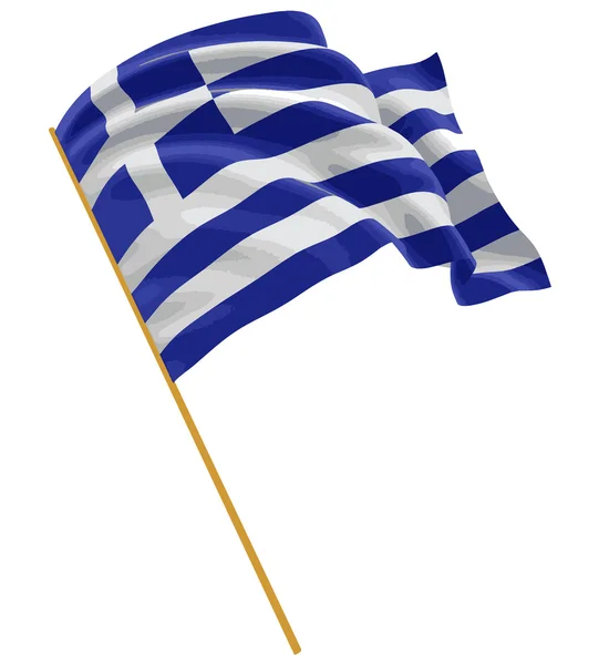 与织物表面纹理的 3d 希腊国旗。白色背景。图像的剪切路径 — 图库矢量图片