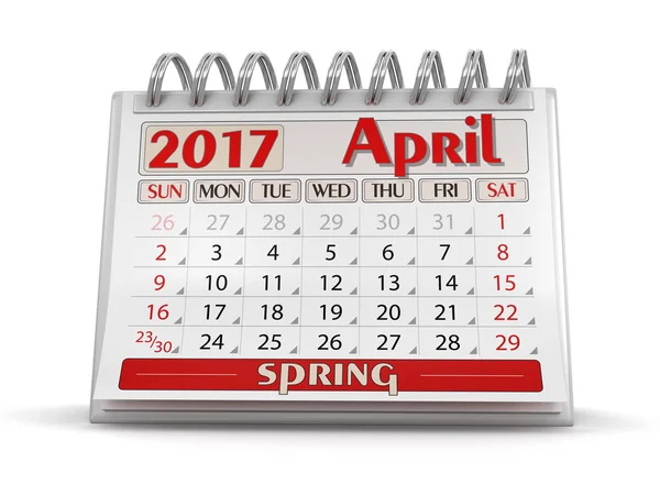 Kalender - April 2017 (inkl. Schnittpfad)) — Stockfoto