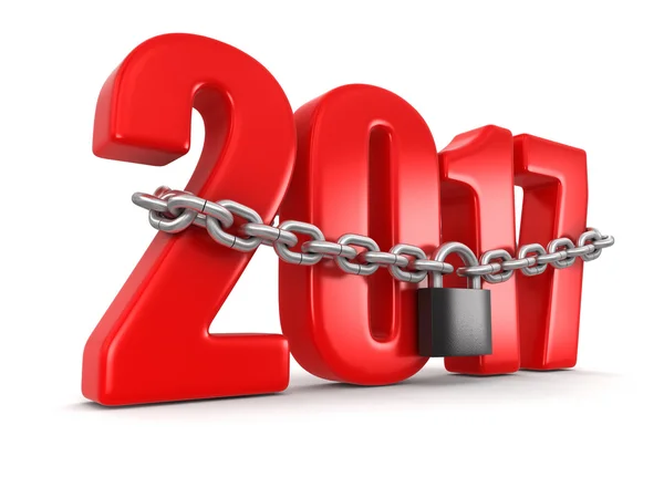 2017 en lock (uitknippad opgenomen) — Stockfoto