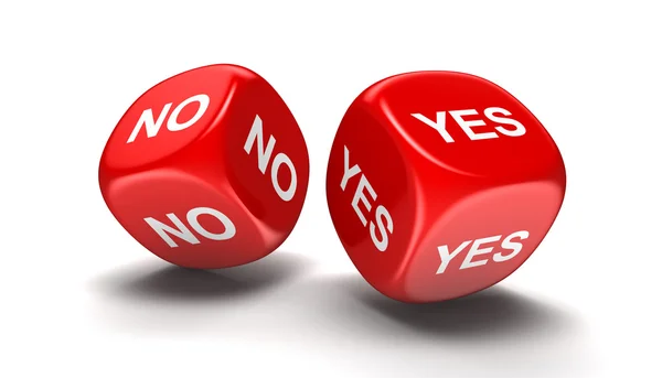 Dices with yes, no. Image with clipping path — Stock Photo, Image