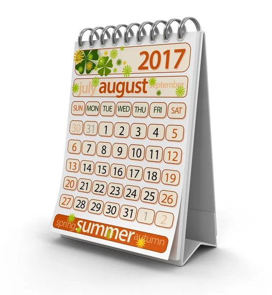 Календарь - август 2017 года ) — стоковое фото