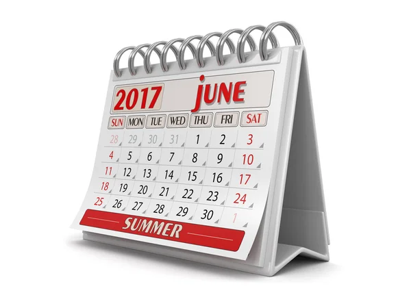 Calendário - Junho de 2017 (caminho de recorte incluído ) — Fotografia de Stock