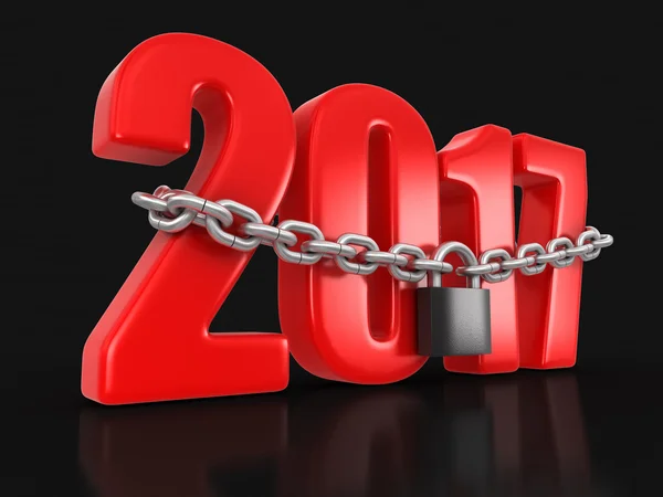 2017 en lock (uitknippad opgenomen) — Stockfoto