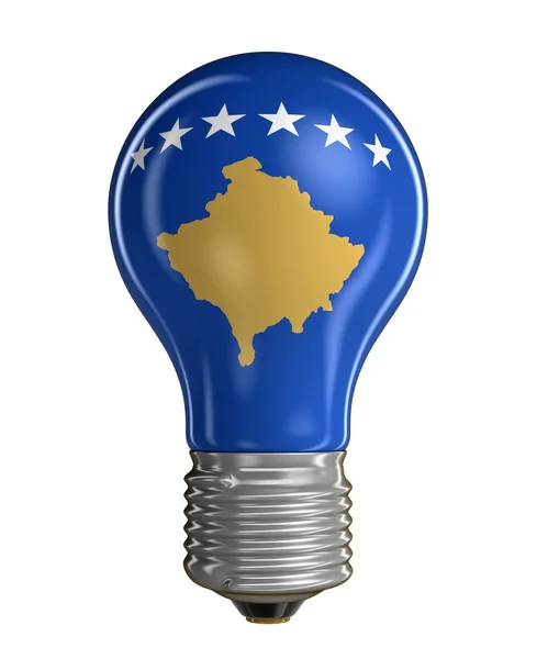 Light bulb with Republic of Kosovo flag.  Image with clipping path — Stock Photo, Image