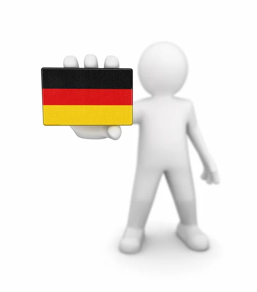 Homem e bandeira alemã. Imagem com caminho de recorte — Fotografia de Stock