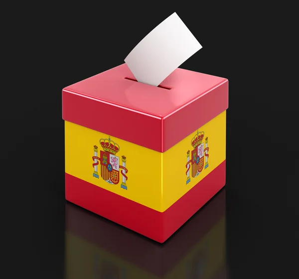 Ballot Box with Spanish flag. Image with clipping path — Stock Photo, Image