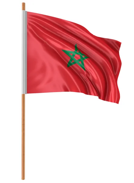 3D flag of Morocco with fabric surface texture. White background. — Stock Photo, Image