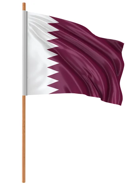 3D Qatar flag with fabric surface texture. White background. — Stock Photo, Image