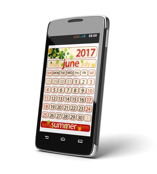触摸屏智能手机与 2017 年 6 月。图像的剪切路径. — 图库照片