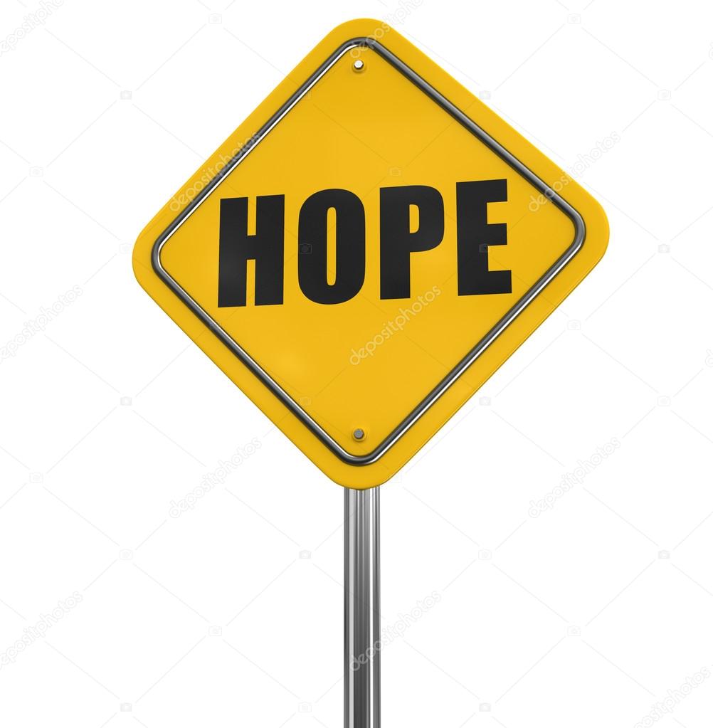 Hope road sign. Image with clipping path