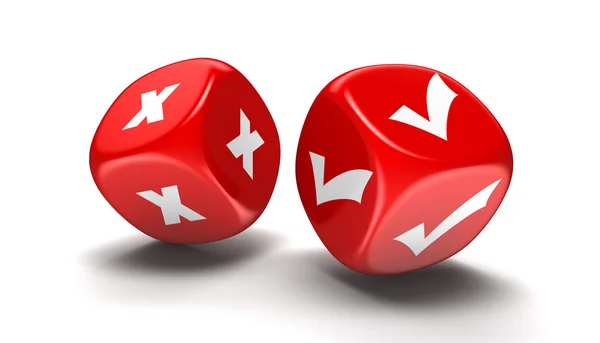 Dices with accept and decline. Image with clipping path — Stock Photo, Image