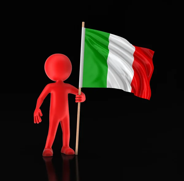 Man en Italiaanse vlag. Afbeelding met uitknippad — Stockfoto