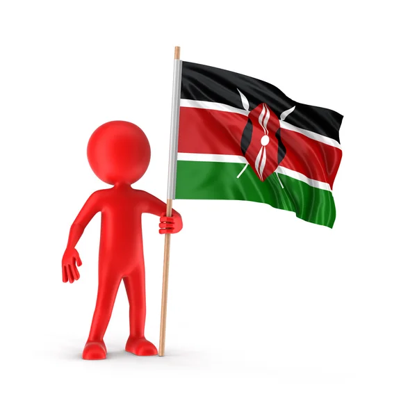 Man and Kenya flag. Image with clipping path — Stock Photo, Image