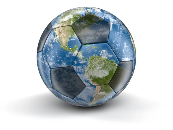 Soccer football and Globe. Image with clipping path — Stock Photo, Image