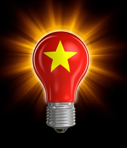 Лампочка с вьетнамским флагом. Изображение с пути обрезки — стоковое фото
