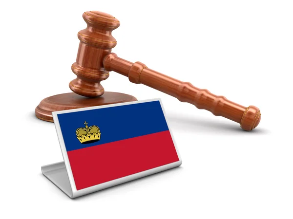 3d wooden mallet and Liechtenstein flag. Image with clipping path — Stock Photo, Image
