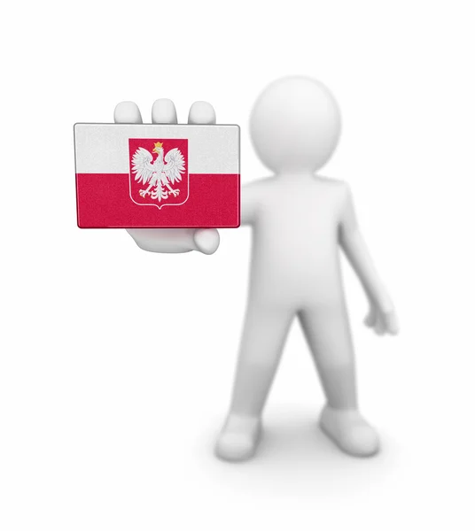 Man and Polish flag. Image with clipping path — Stock Photo, Image