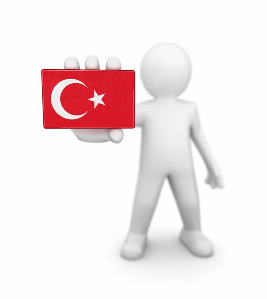 Man en Turkse vlag. Afbeelding met uitknippad — Stockfoto